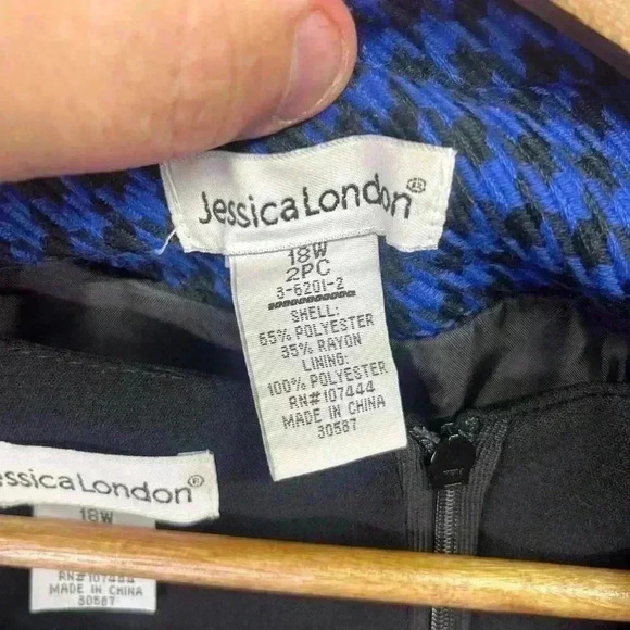 Jessica London Vintage Black & Blue Houndstooth Coat and Dress Womens 18W Plus - Picture 4 of 8